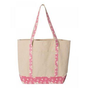 NWT Hyp Cotton Beach Tote Bag With Print Handles One Size Pink Floral Print